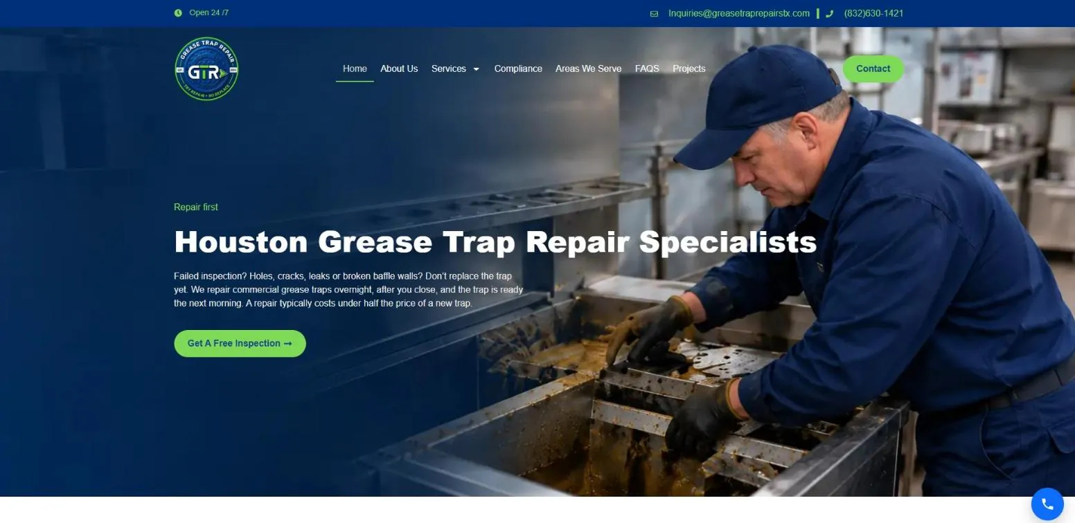 Grease Trap Repair website on desktop