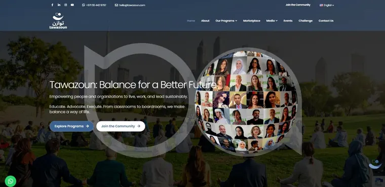 Tawazoun website on desktop